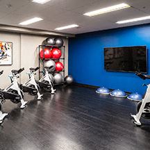 Group fitness studio with wellbeats